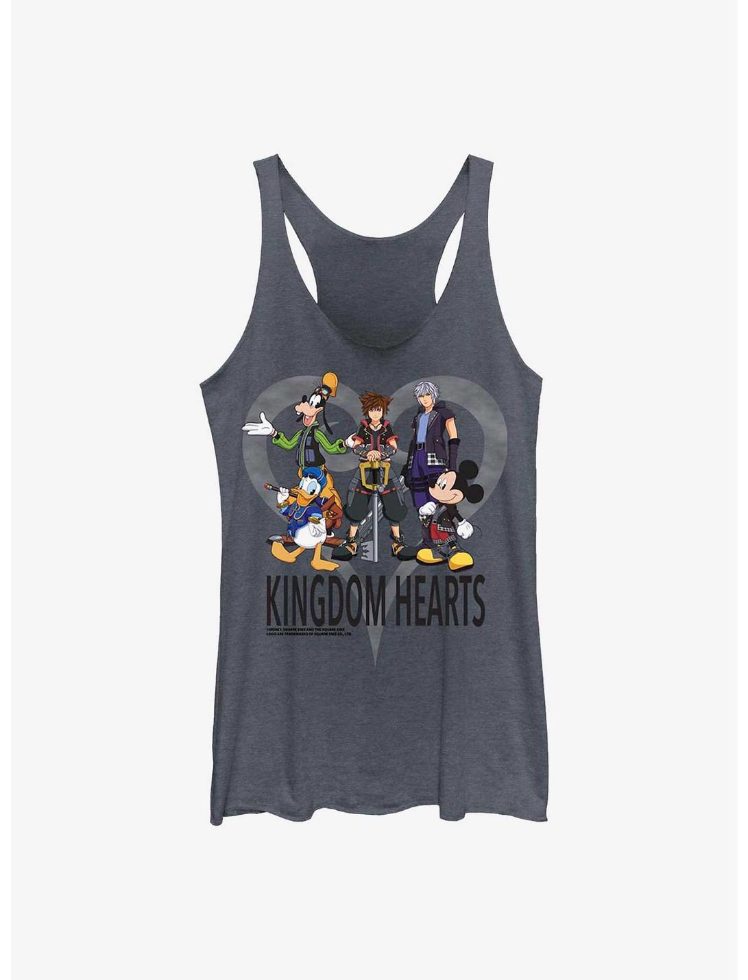 Disney Kingdom Hearts Heart Background Womens Tank Top, NAVY HTR, hi-res