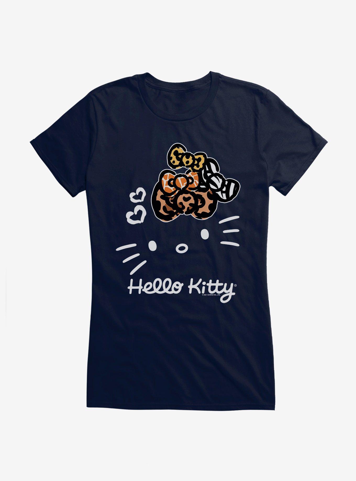 Hello Kitty Jungle Paradise Stencil Outline Girls T-Shirt, NAVY, hi-res