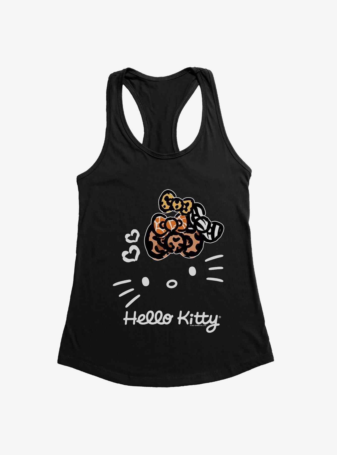 Hello Kitty Jungle Paradise Stencil Outline Girls Tank, BLACK, hi-res