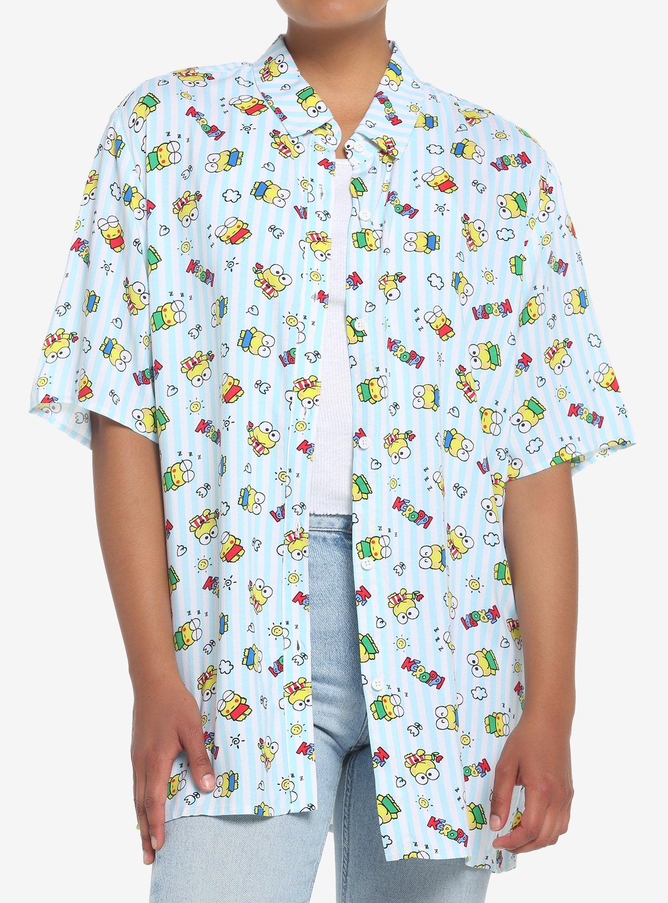 Keroppi Pinstripe Woven Button-Up, MULTI, hi-res