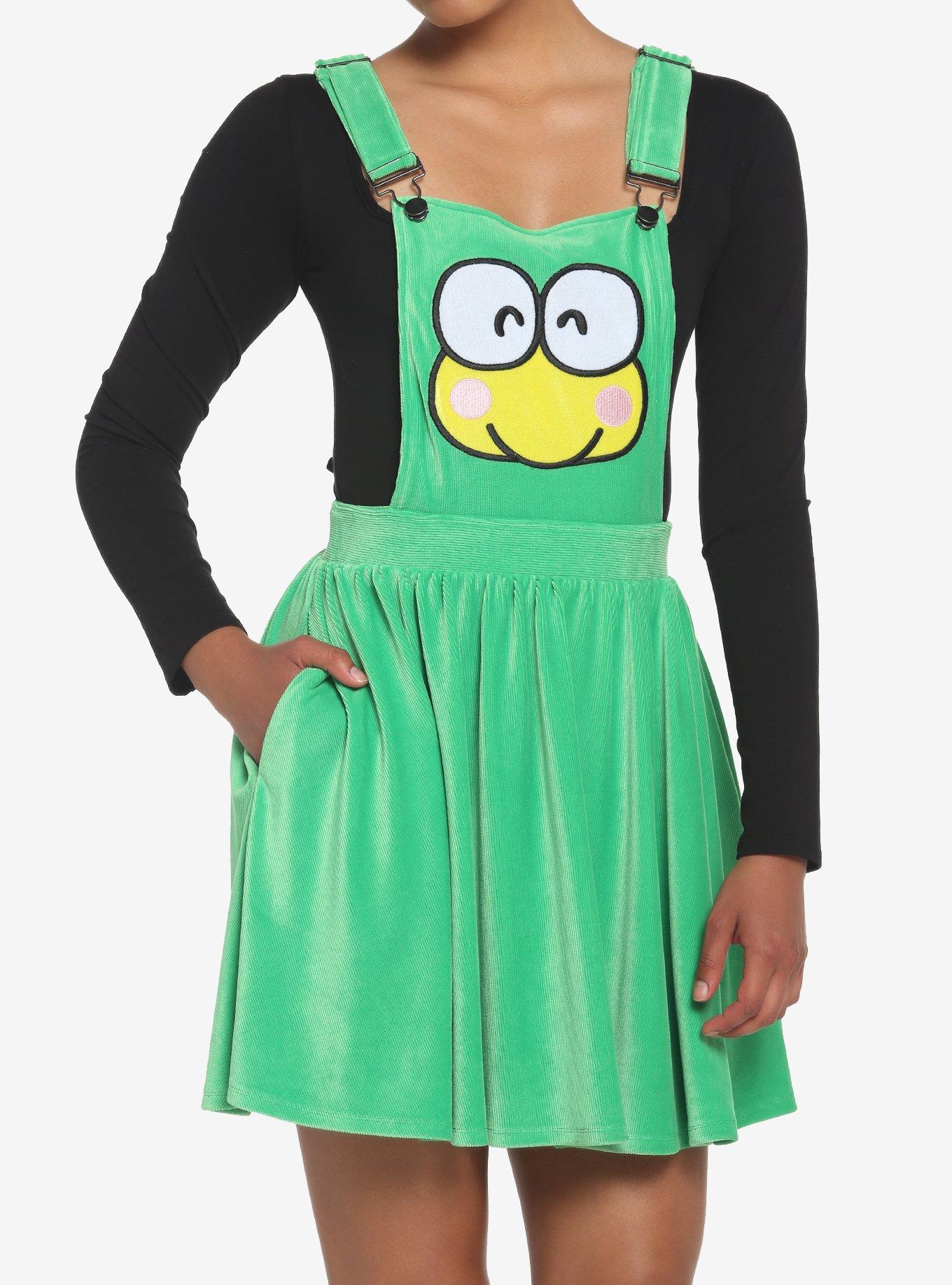 Keroppi Smile Corduroy Skirtall, GREEN, hi-res