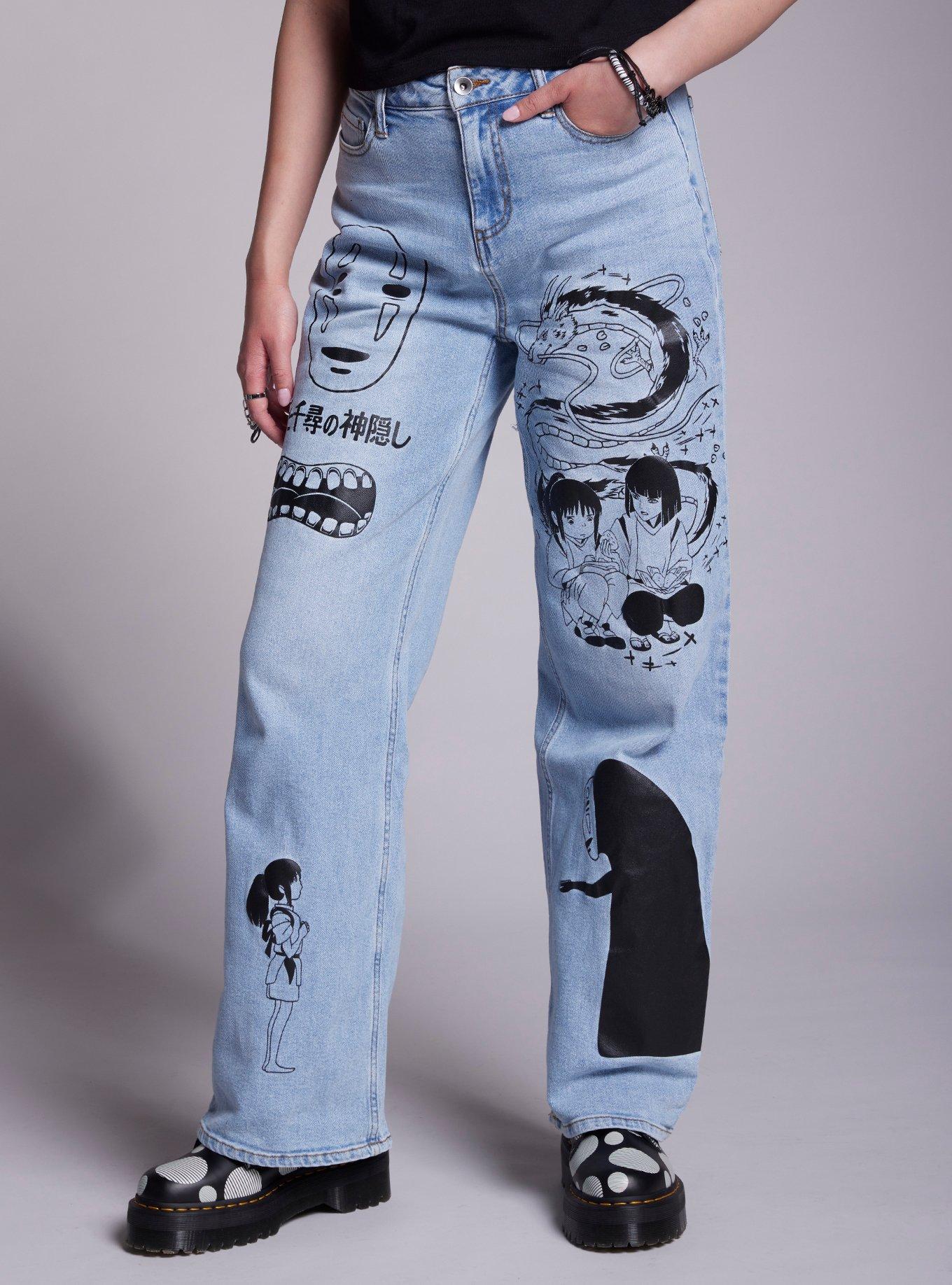 Death Note Patch Chain Wide Leg Jeans