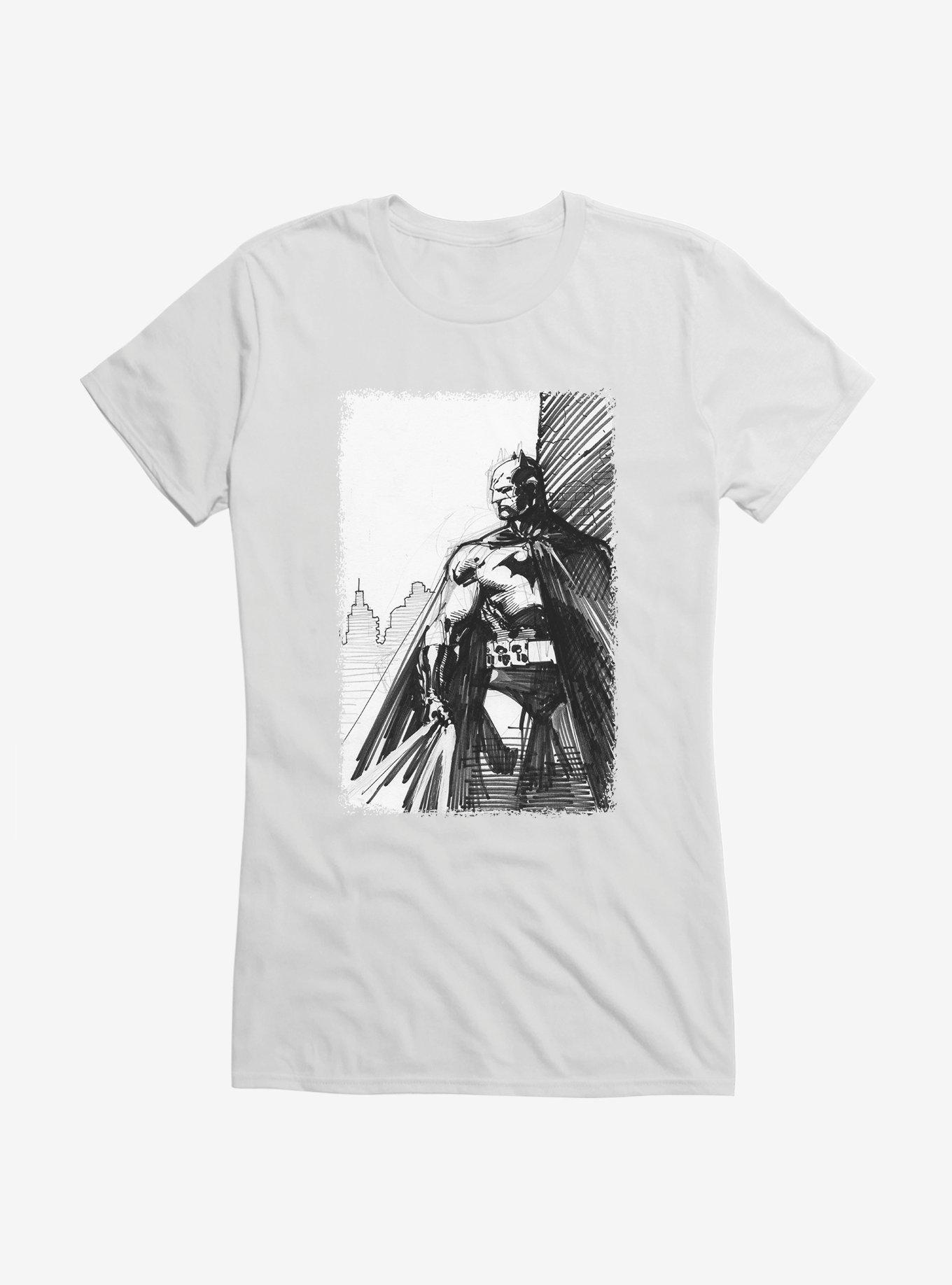 DC Comics Batman Sketch Girls T-Shirt, WHITE, hi-res