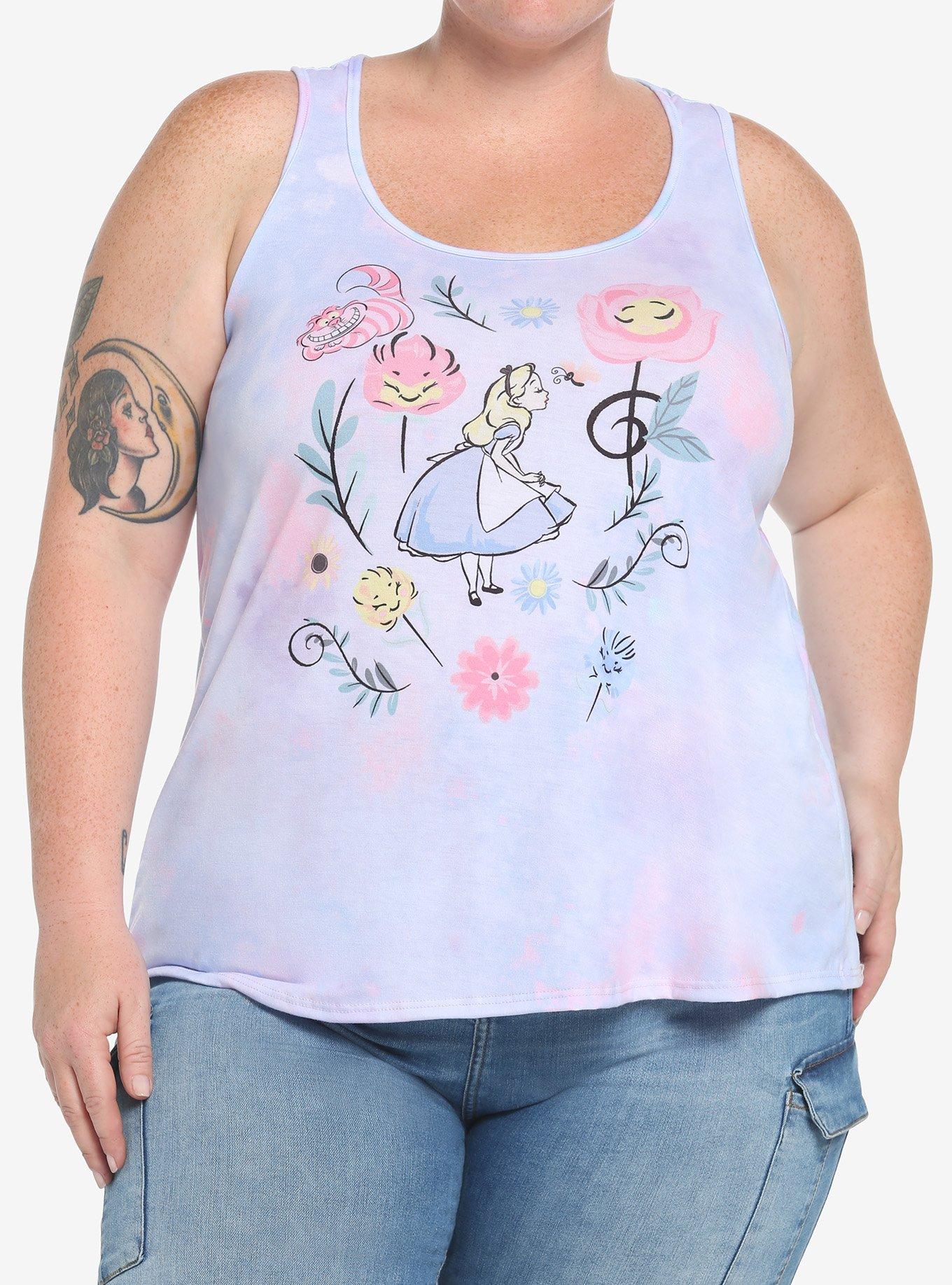 Disney Alice In Wonderland Watercolor Tie-Dye Tank Top Plus Size, TIE DYE, hi-res