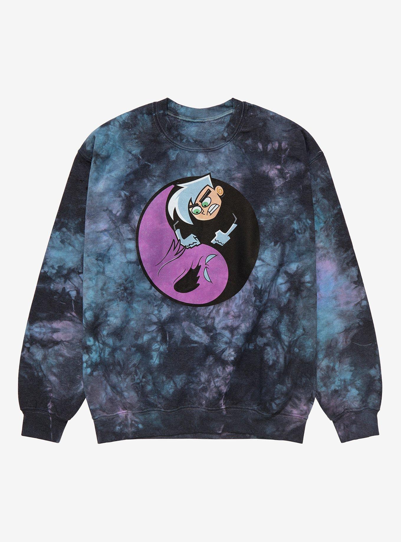 Danny Phantom Danny & Ghost Fight Tie-Dye Crewneck - BoxLunch Exclusive, BLACK TIE DYE, hi-res