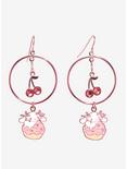Cinnamoroll Pink Cherry Hoop Drop Earrings, , hi-res