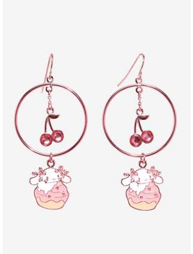 Cinnamoroll Pink Cherry Hoop Drop Earrings, , hi-res