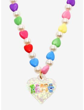 Care Bears Rainbow Glitter Heart Beaded Necklace, , hi-res