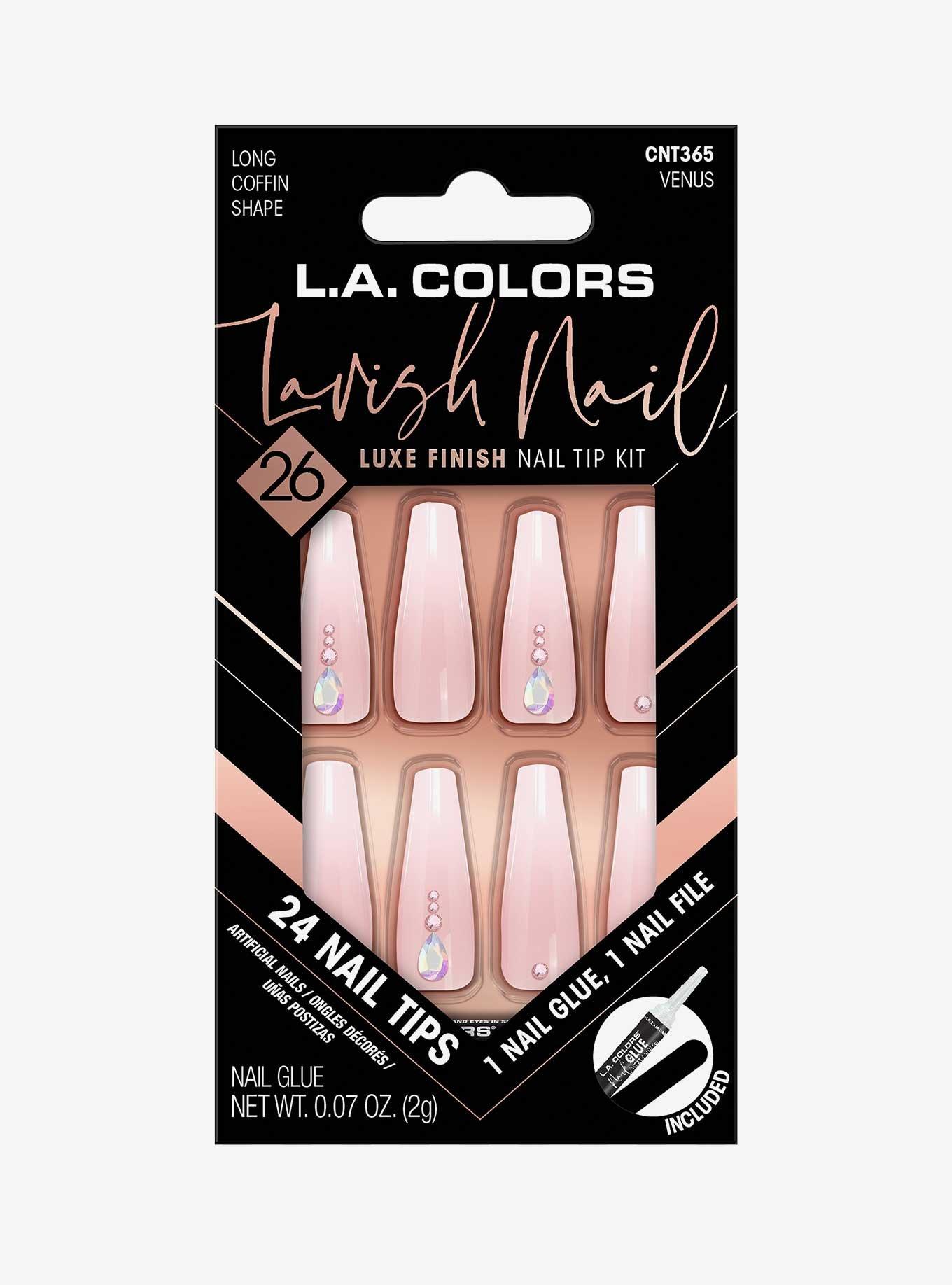 L.A. Colors Lavish Pastel Pink Faux Nail Set, , hi-res