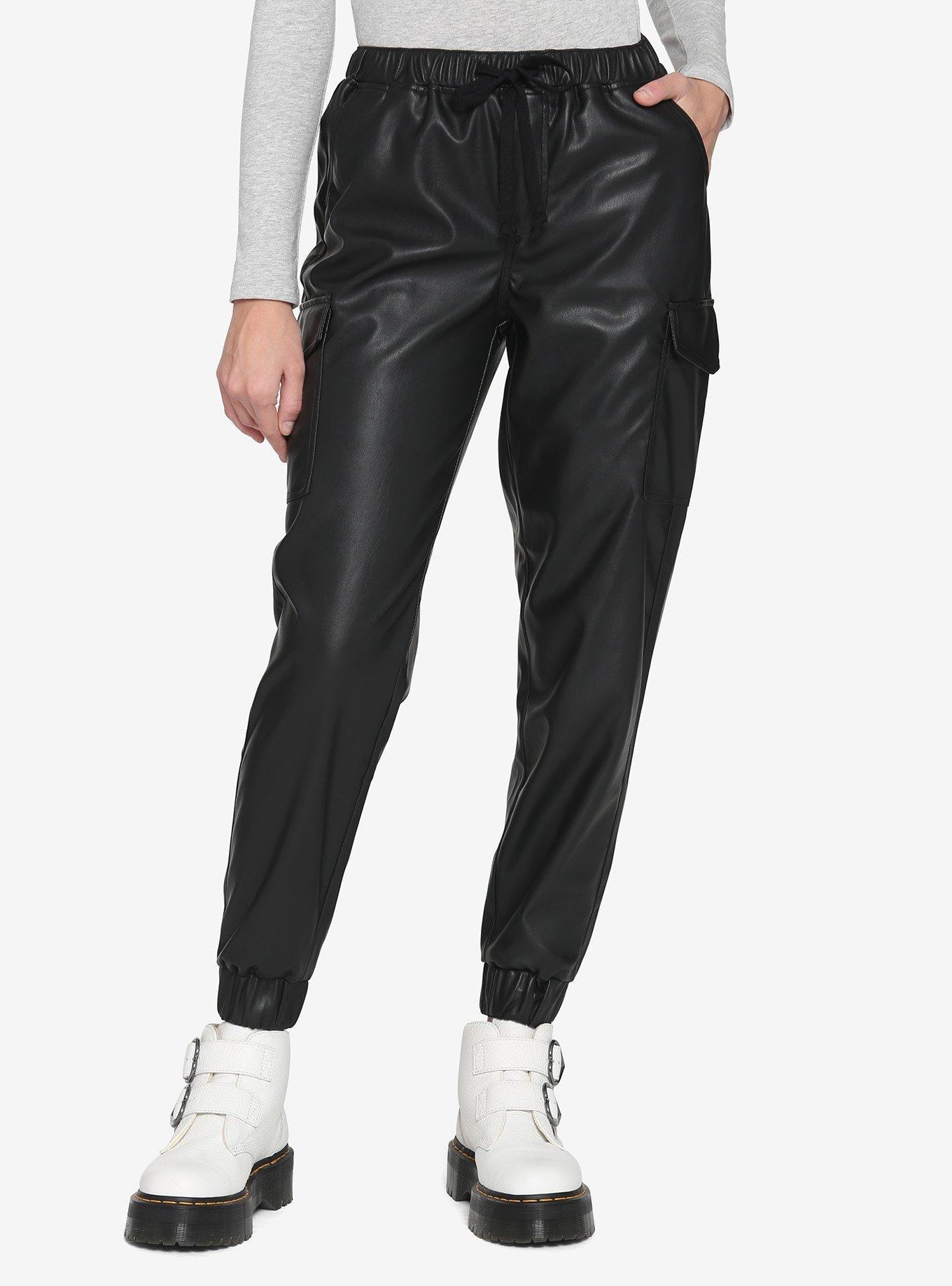 zara faux leather jogger pants
