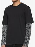 Black & White Paisley Twofer Long-Sleeve T-Shirt, BLACK  WHITE, hi-res