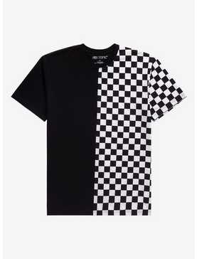 Black & White Checkered Split T-Shirt, , hi-res