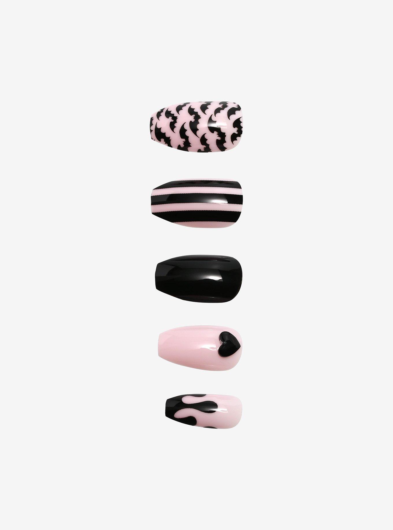Blackheart Pastel Goth Faux Nail Set, , hi-res