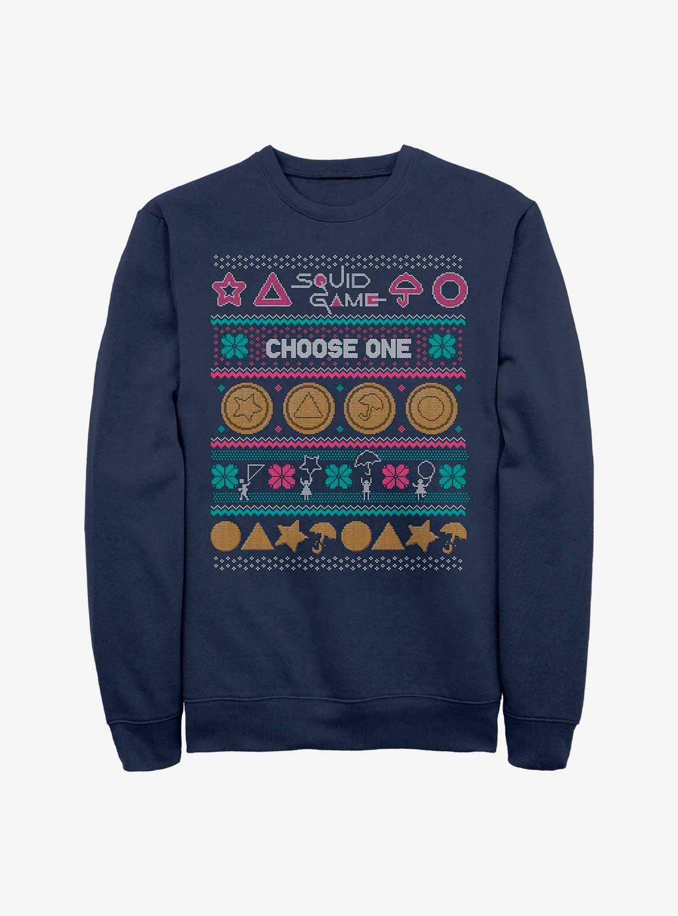 Squid Game Dagalog Cookie Ugly Sweater Sweatshirt, NAVY, hi-res