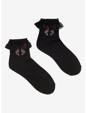 Black Fairy Wings Lace Ankle Socks, , hi-res