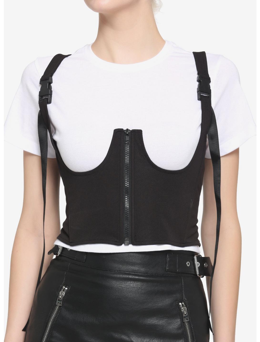 Black Underbust Corset Girls Crop T-Shirt