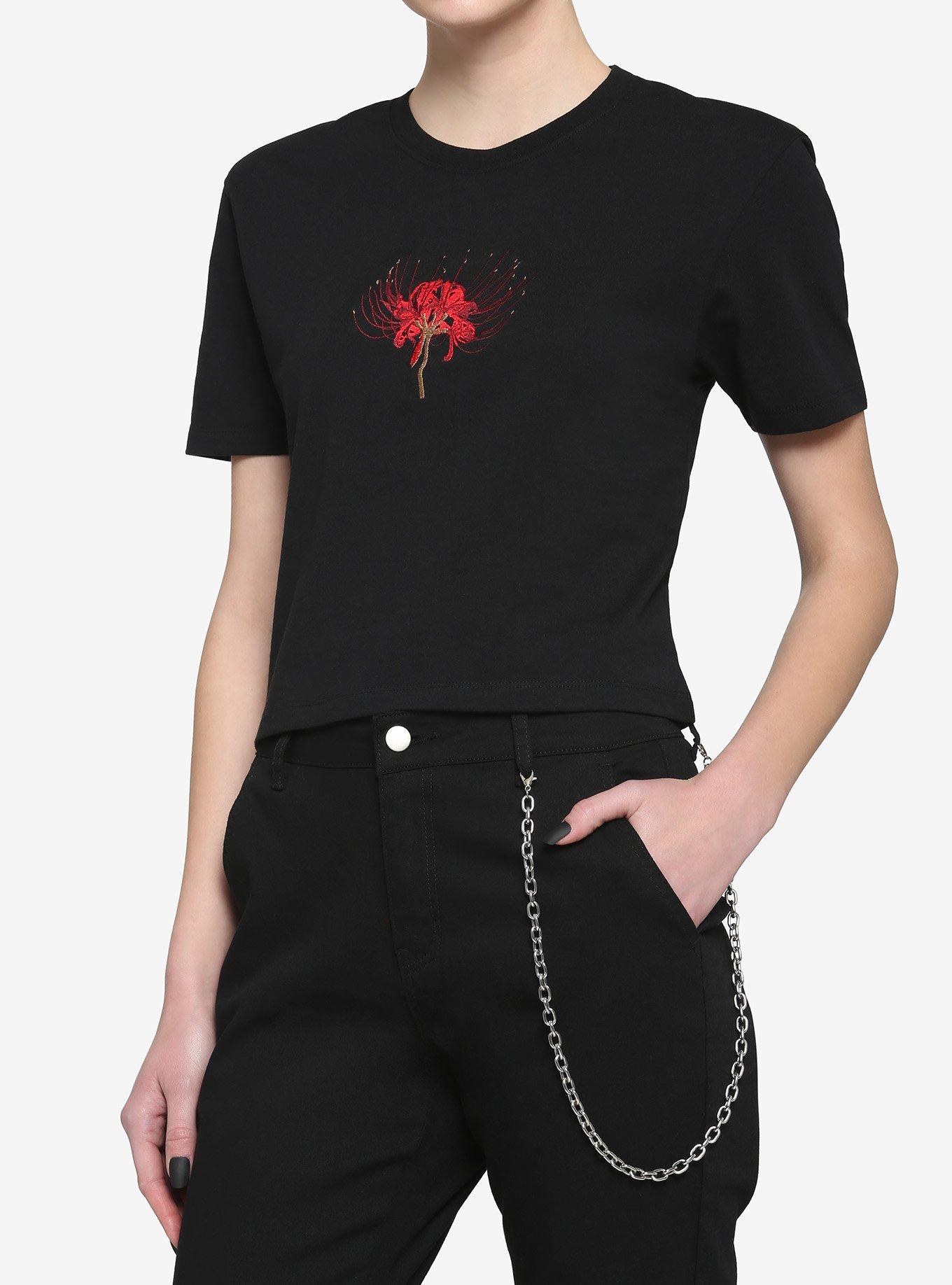 Boxy Embroidered T-shirt - Black - Ladies