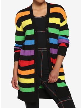 Rainbow Stripe Oversized Girls Cardigan, , hi-res