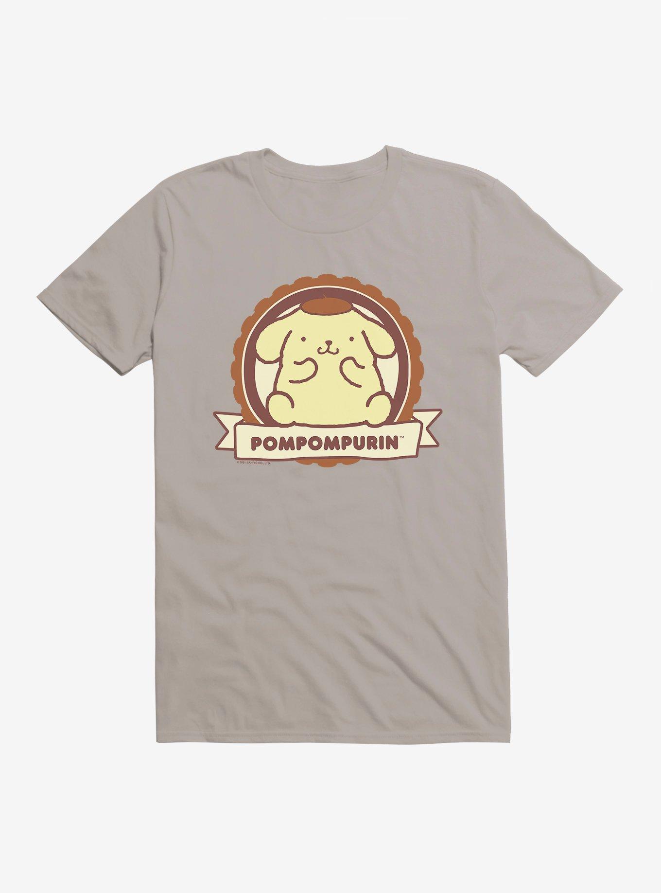 Pompompurin Badge T-Shirt, LIGHT GREY, hi-res