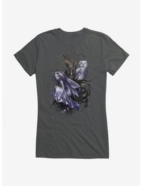 Fairies By Trick Owl Fairy Girls T-Shirt, CHARCOAL, hi-res