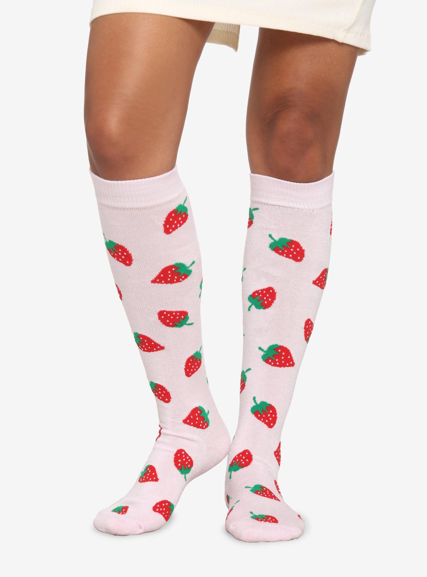 Pink Strawberry KneeHigh Socks Hot Topic