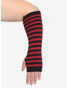 Red & Black Stripe Arm Warmers Plus Size, , hi-res