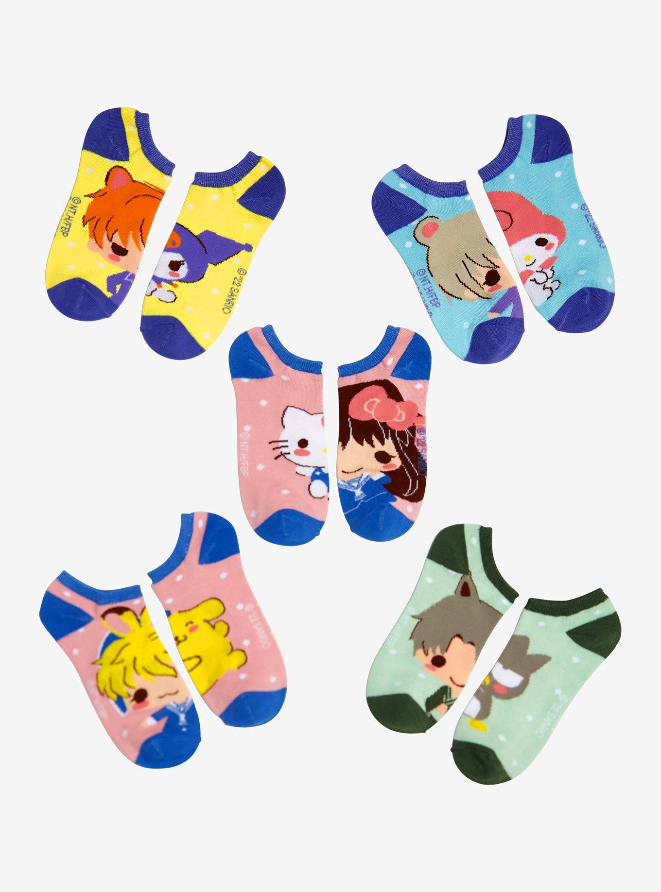 Fruits Basket X Hello Kitty And Friends Polka Dot No-Show Socks 5 Pair, , hi-res