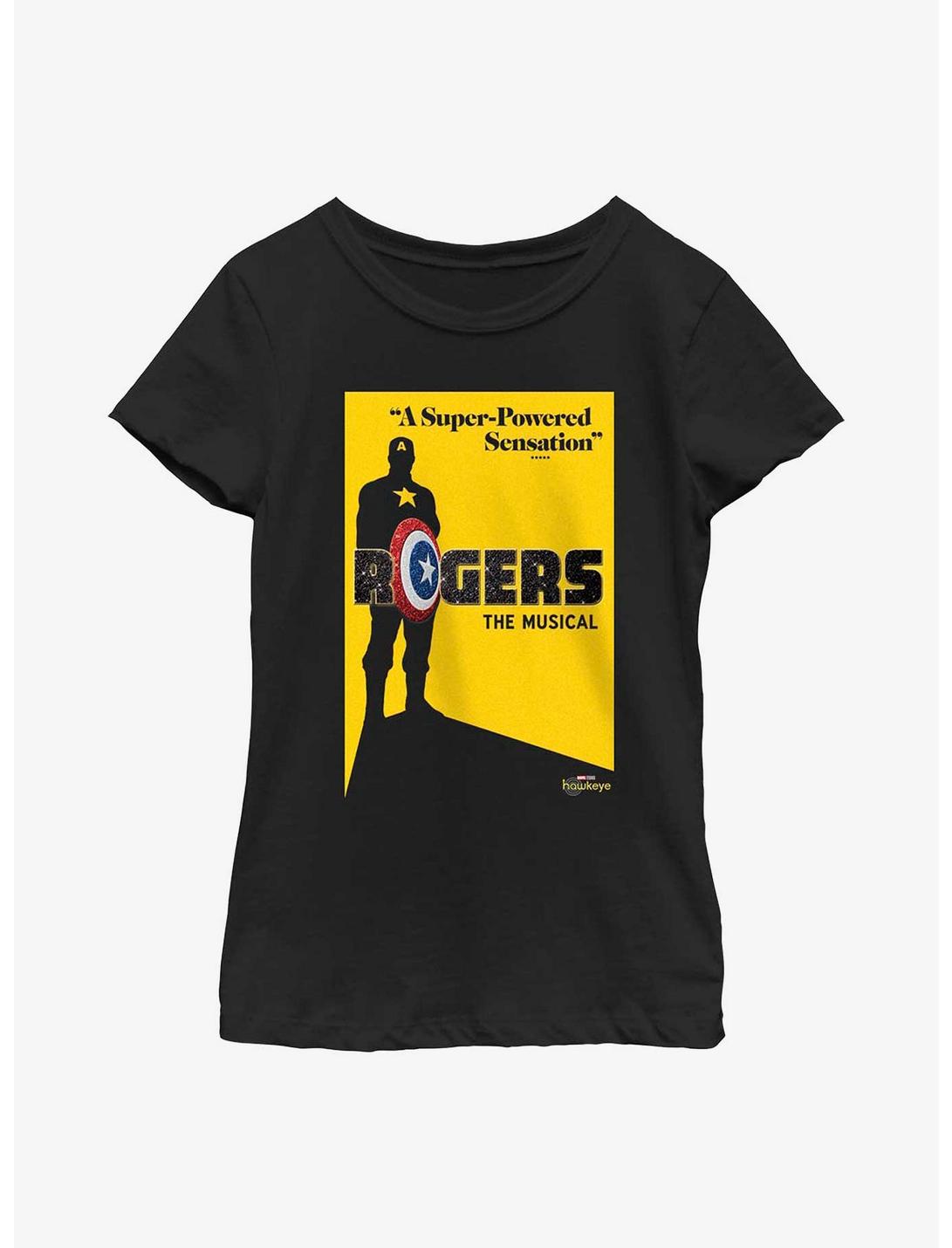Marvel Hawkeye Rogers: The Musical Poster Youth Girls T-Shirt, BLACK, hi-res