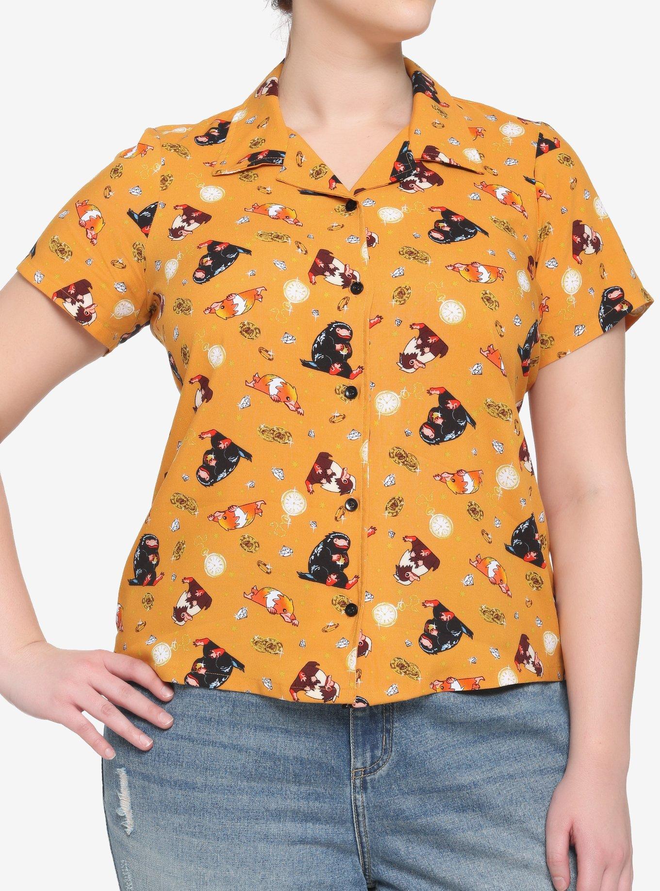 Fantastic Beasts: The Secrets Of Dumbledore Niffler Woven Button-Up Plus Size, MULTI, hi-res