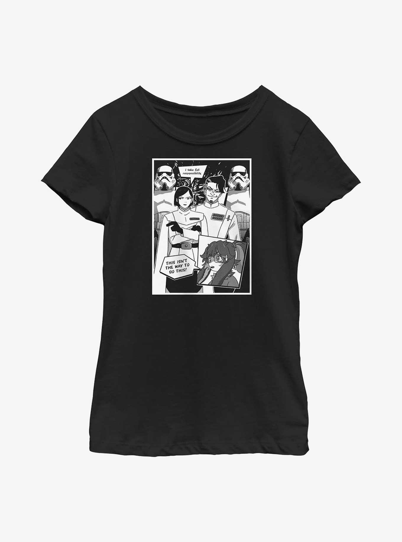 Star Wars: Visions Lop & Ocho Comic Panel Youth Girls T-Shirt, BLACK, hi-res