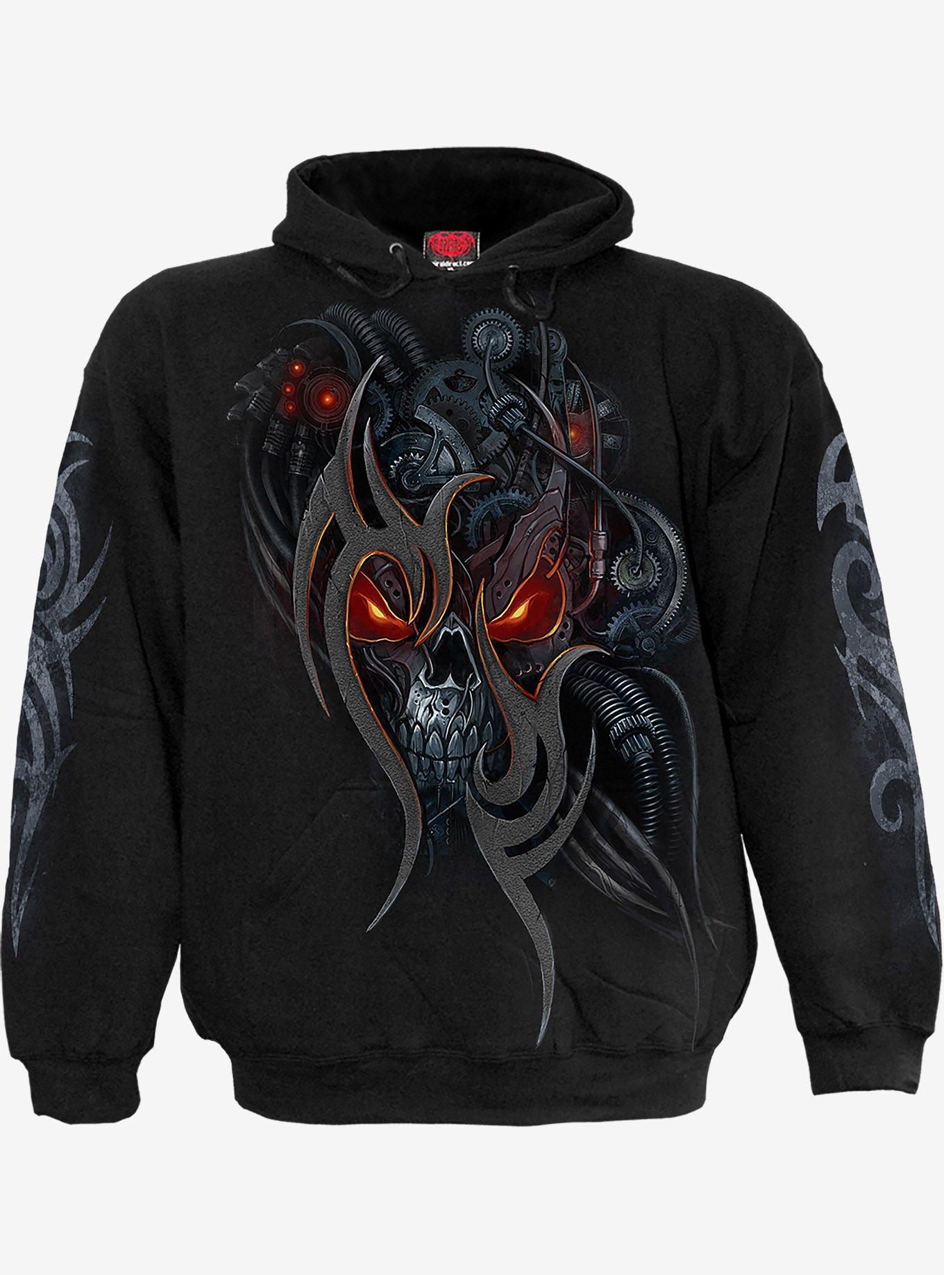 Steampunk Skull Hoodie, BLACK, hi-res