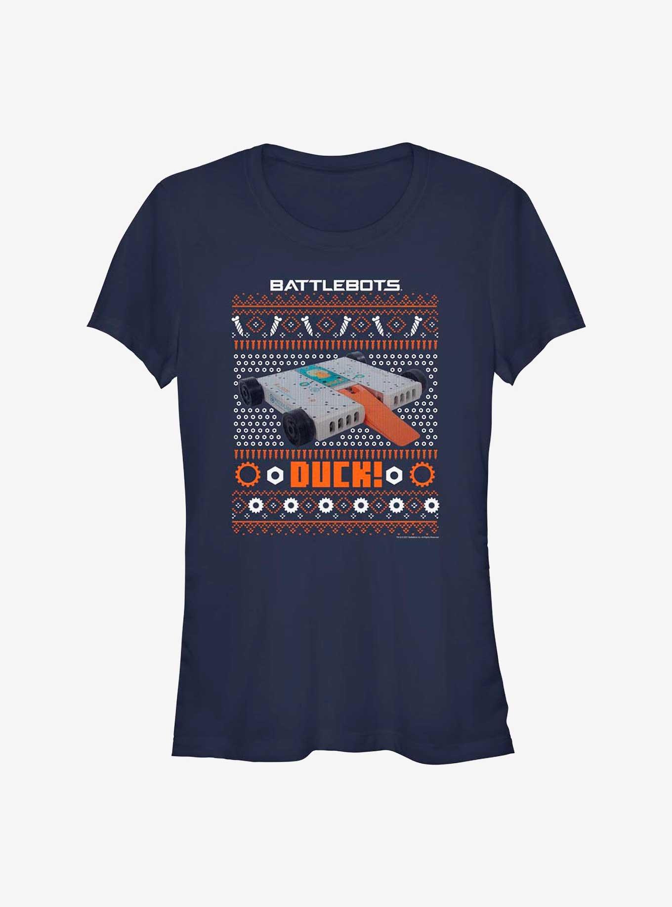 BattleBots Duck! Ugly Holiday Girls T-Shirt, NAVY, hi-res