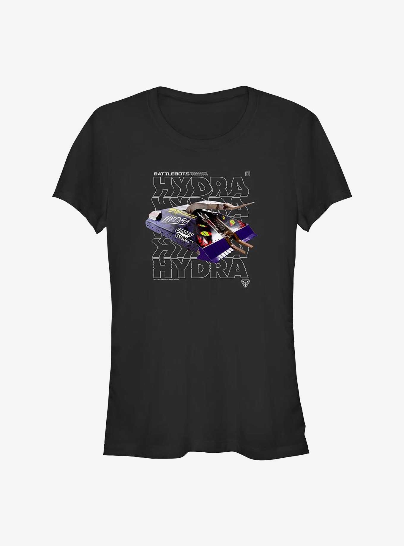 BattleBots Hydra Hero Stack Text Girls T-Shirt, BLACK, hi-res