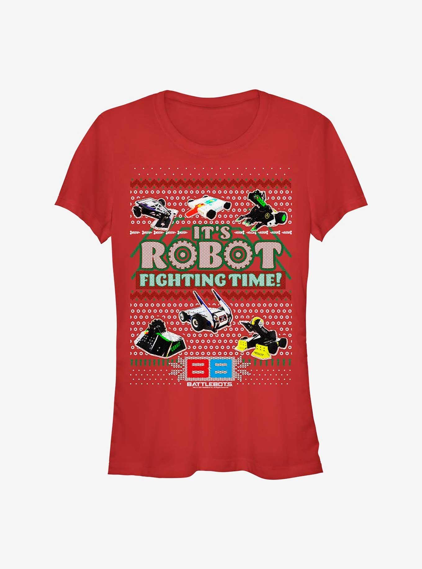 BattleBots It's Robot Fighting TIme Ugly Holiday Girls T-Shirt, , hi-res