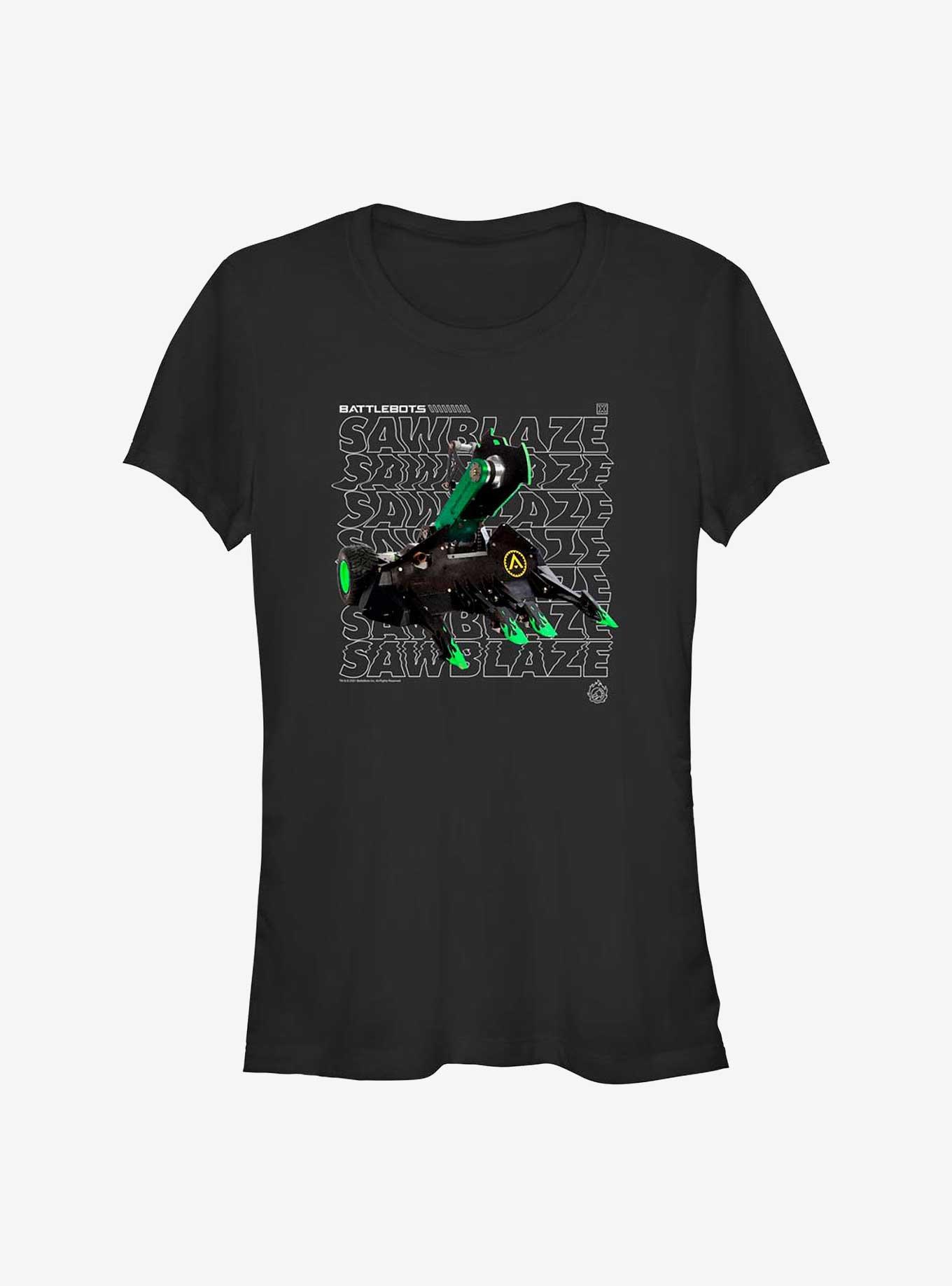 BattleBots Sawblaze Hero Stack Text Girls T-Shirt, , hi-res