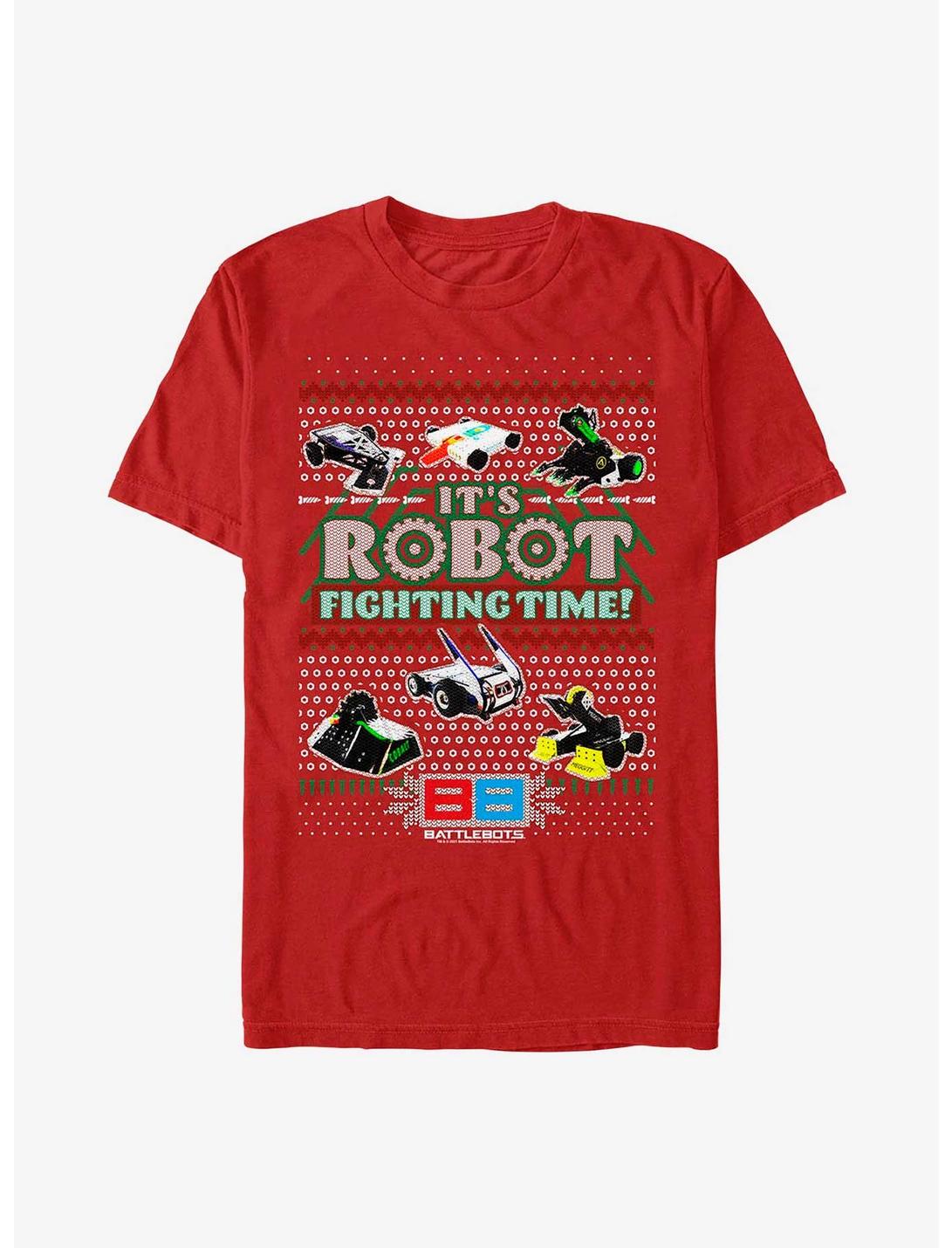 BattleBots It's Robot Fighting TIme Ugly Holiday T-Shirt, RED, hi-res