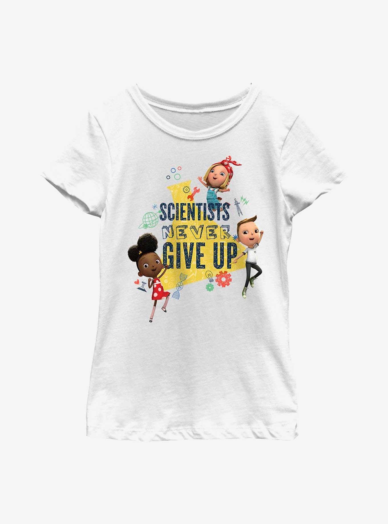 Ada Twist, Scientist Never Give Up Youth Girls T-Shirt, WHITE, hi-res