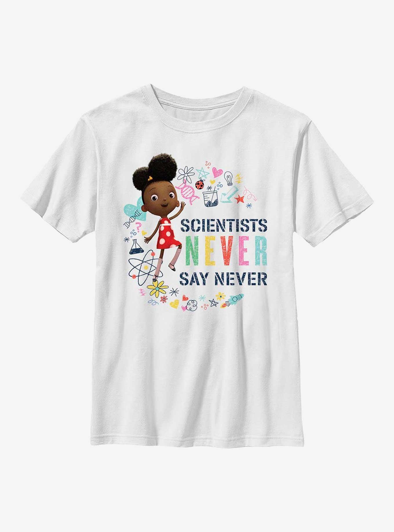 Ada Twist, Scientist Never Say Never Youth T-Shirt, WHITE, hi-res