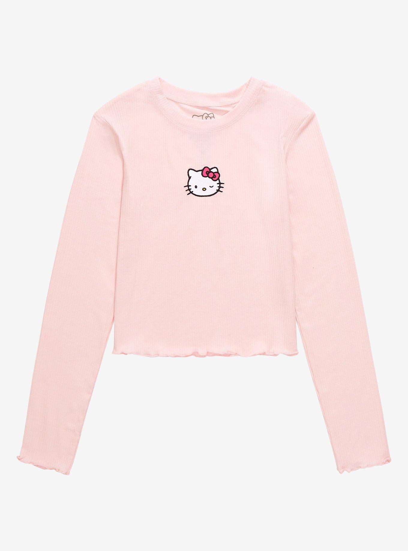 Sanrio Hello Kitty Winking Embroidered Women's Long Sleeve T-Shirt