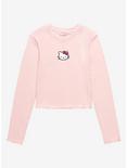 Sanrio Hello Kitty Winking Embroidered Women's Long Sleeve T-Shirt, LIGHT PINK, hi-res