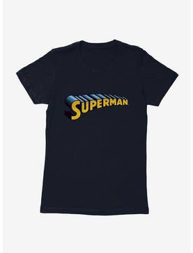 DC Comics Superman Blue 3D Logo Womens T-Shirt, MIDNIGHT NAVY, hi-res