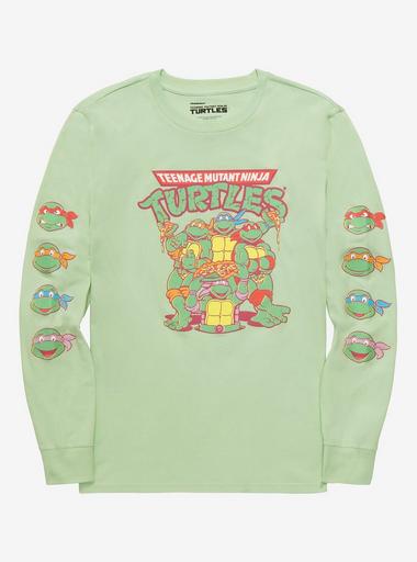 World Of TMNT Ninja Turtles Fight Crew Neck Long Sleeve Athletic Heather  Adult Tee-3XL