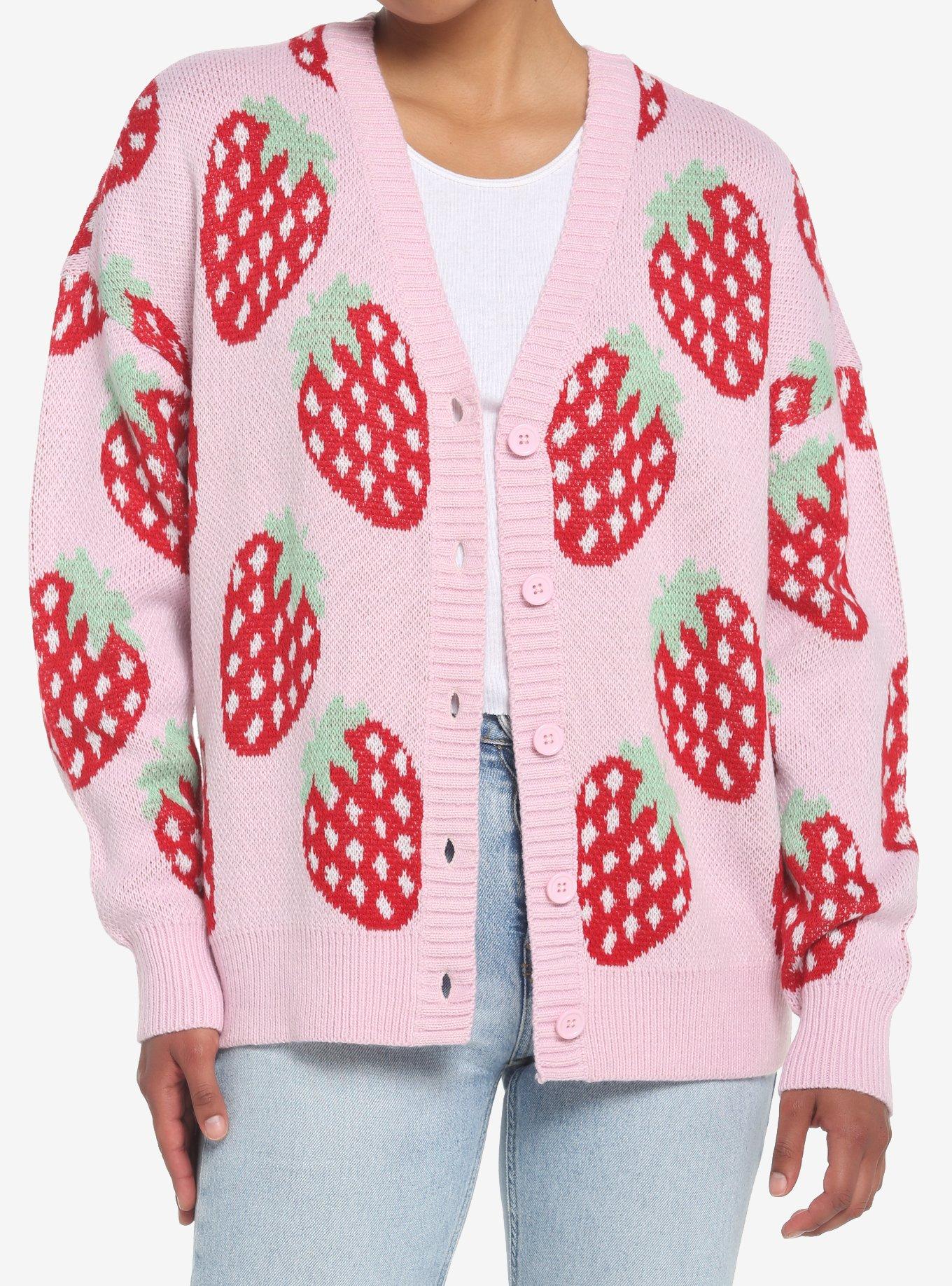 Hot pink Denim jacket, strawberry