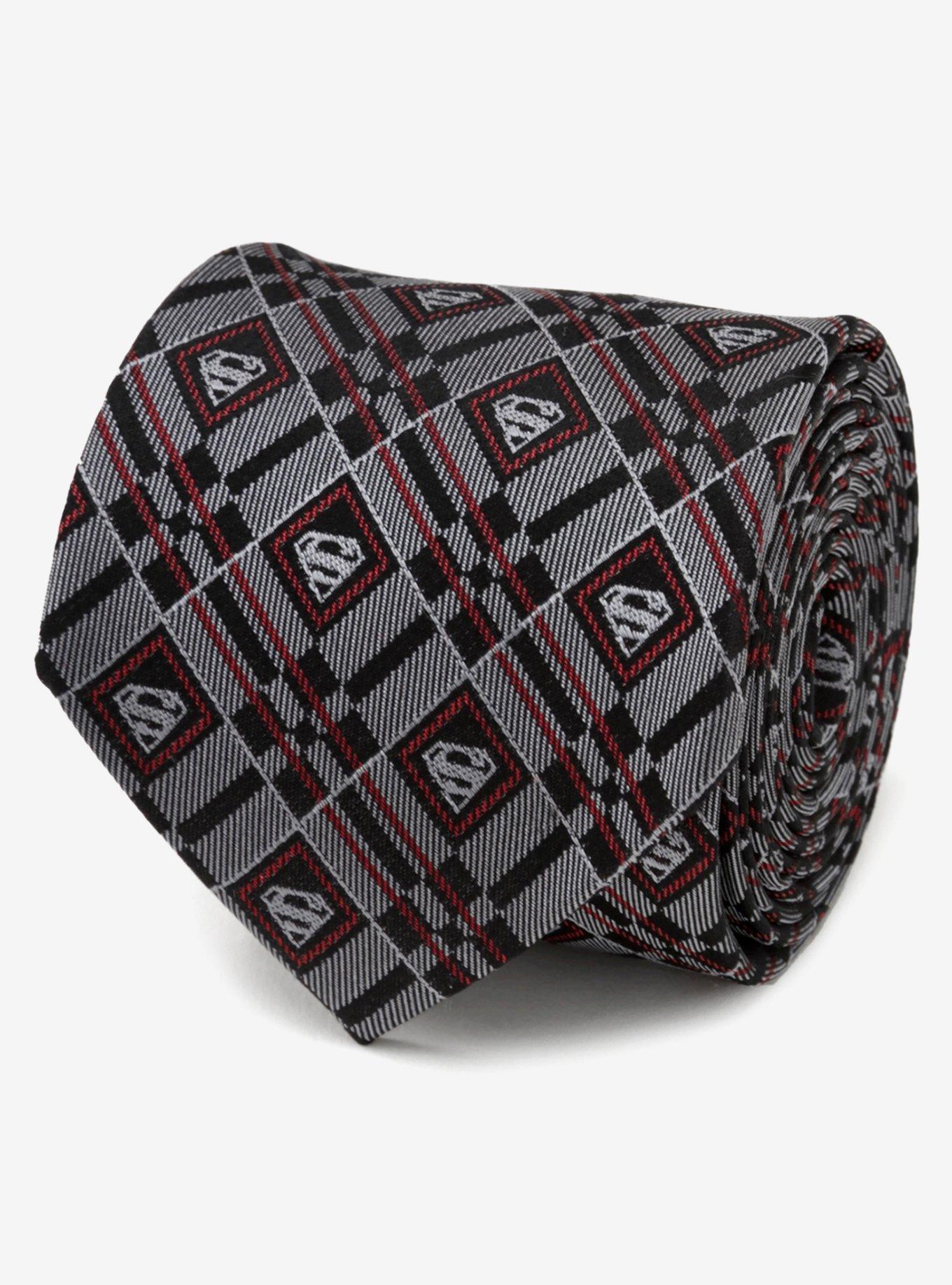 DC Comics Superman Geometric Gray Silk Tie, , hi-res