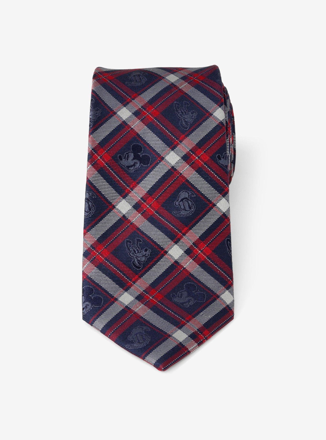 Disney Mickey Mouse Mickey And Friends Navy Plaid Tie, , hi-res