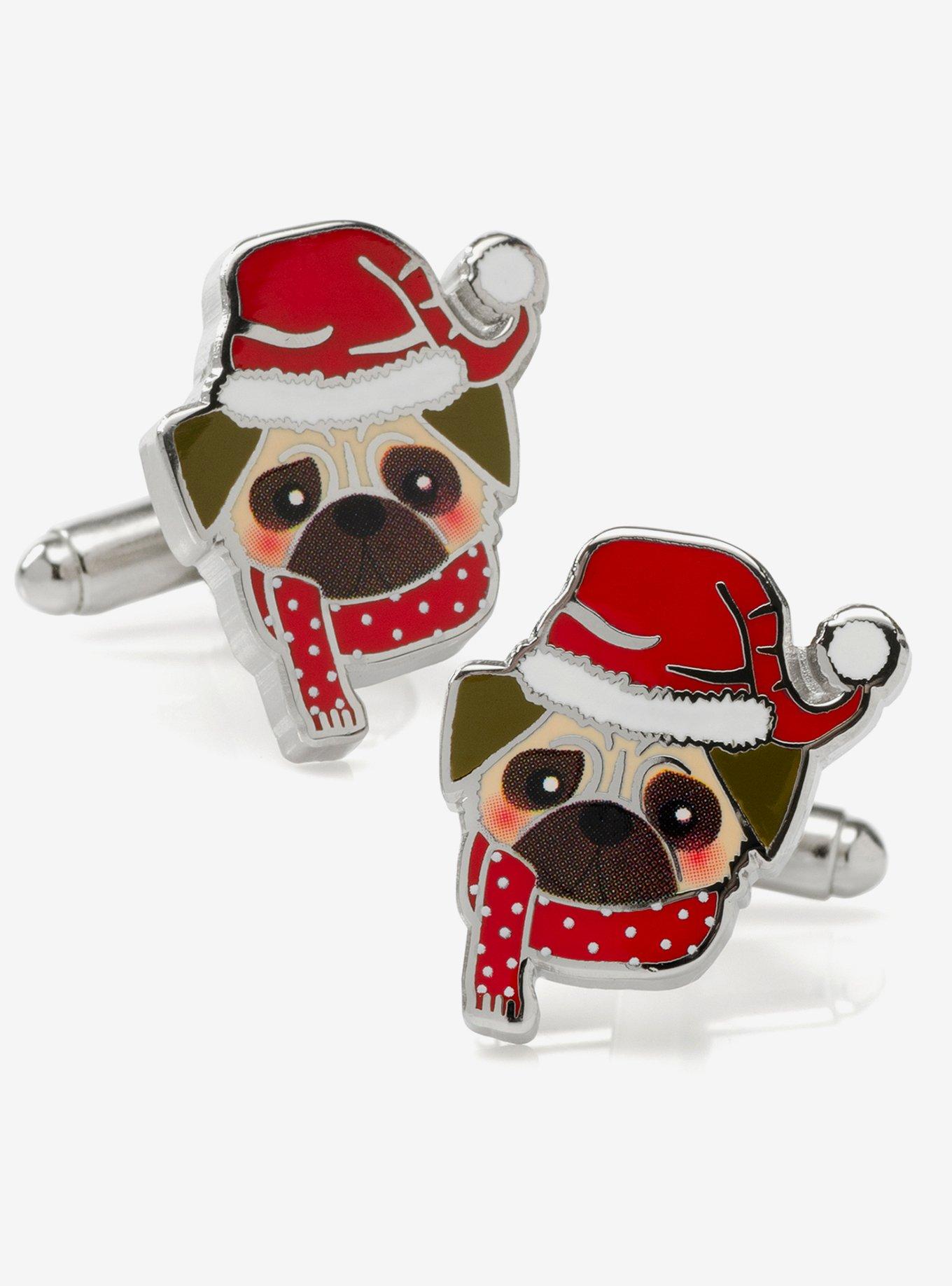 Santa Pug Cufflinks, , hi-res