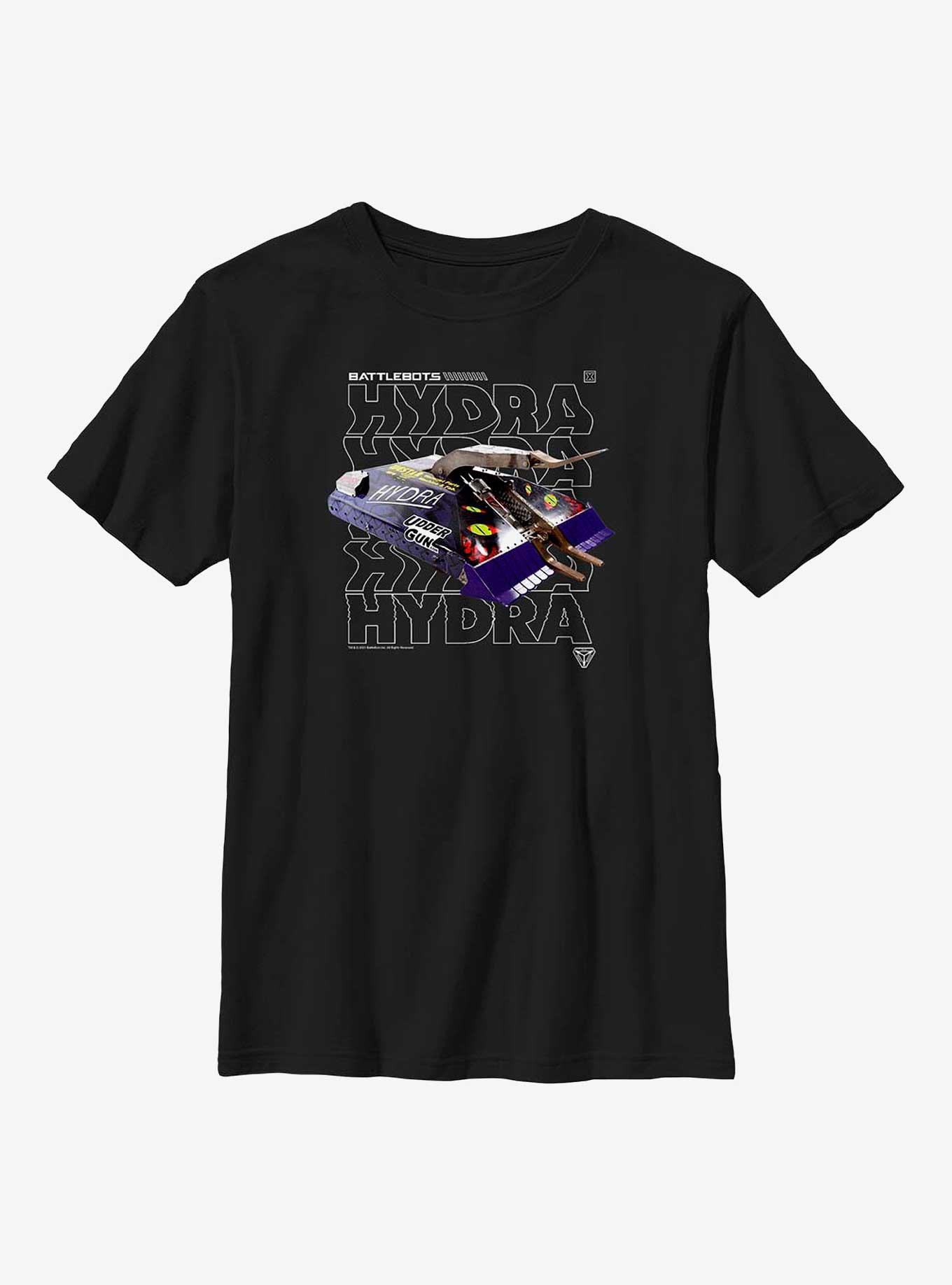 BattleBots Hydra Hero Stack Text Youth T-Shirt, BLACK, hi-res