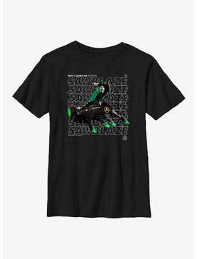 BattleBots Sawblaze Hero Stack Text Youth T-Shirt, , hi-res