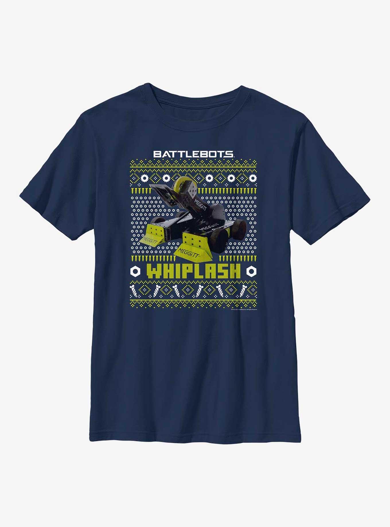 BattleBots Whiplash Ugly Holiday Youth T-Shirt, NAVY, hi-res