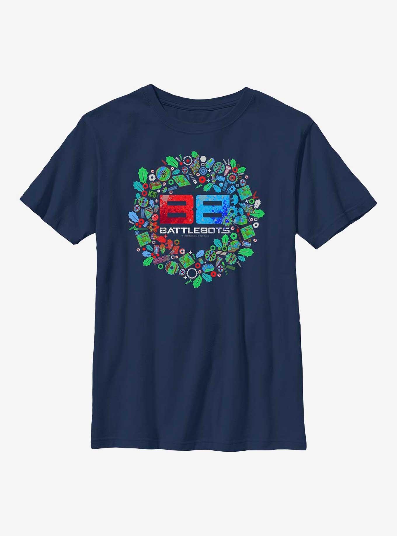 BattleBots Wreath Bot Youth T-Shirt, NAVY, hi-res